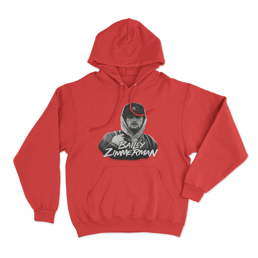 Bailey Zimmerman Portrait Hoodie Red Bailey Zimmerman Portrait Hoodie Red